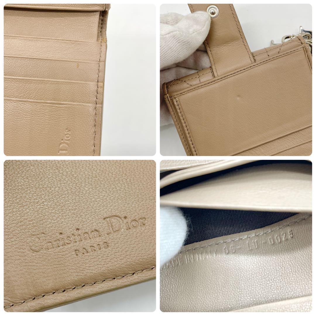 【極美品】ディオール LADY DIOR ロータスウォレット グレージュ レザー