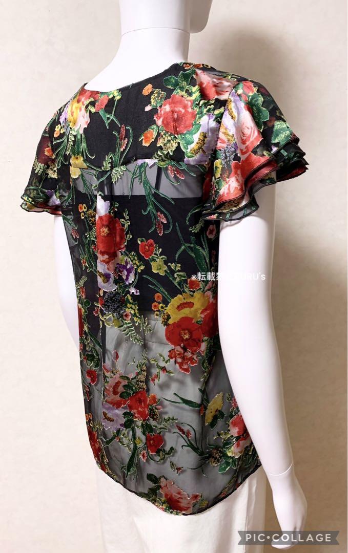 新品同様alice+oliviaシルクシースルー ボタニカルプリント
