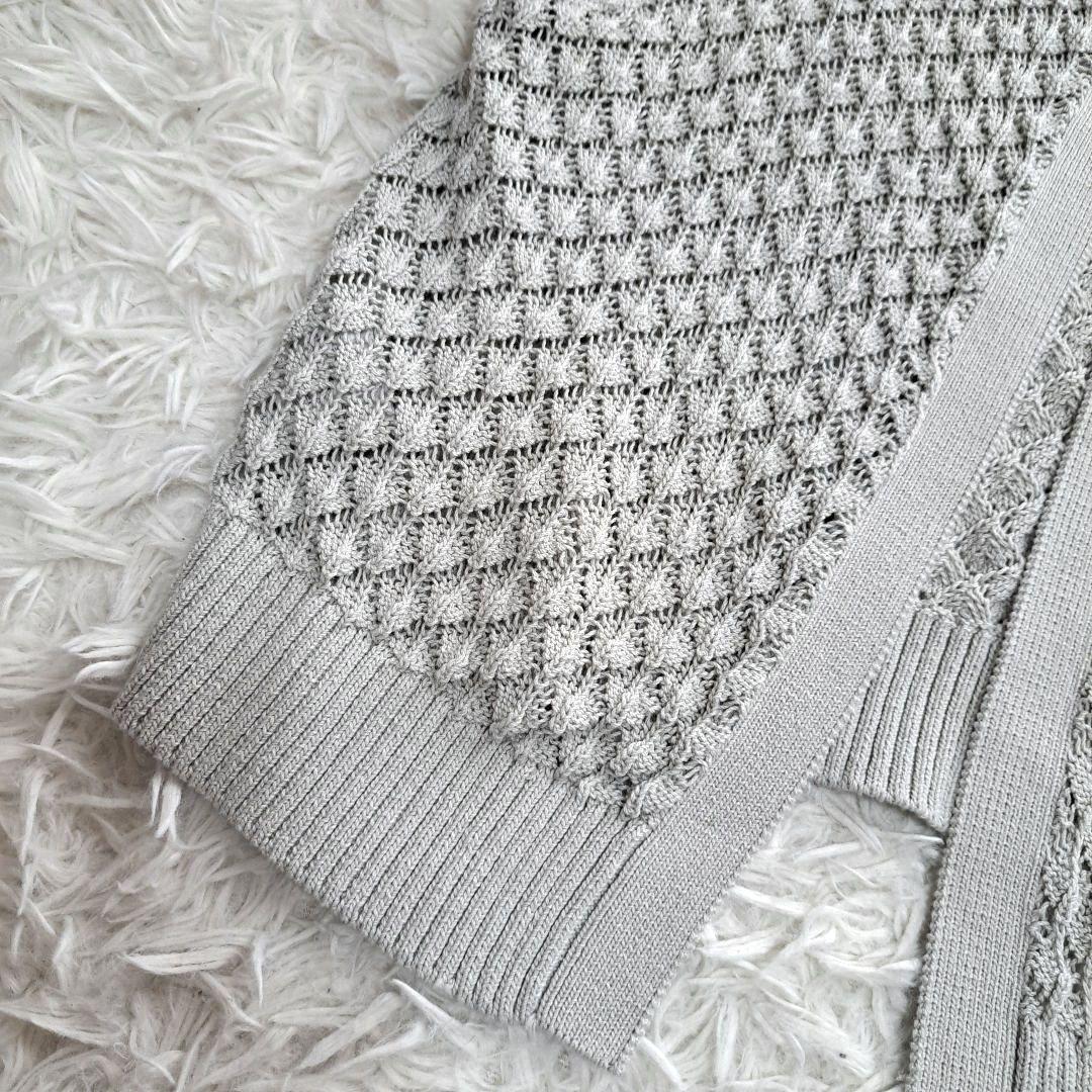 【MidiUmi】メッシュ　ニットベスト　カーディガン　グレー