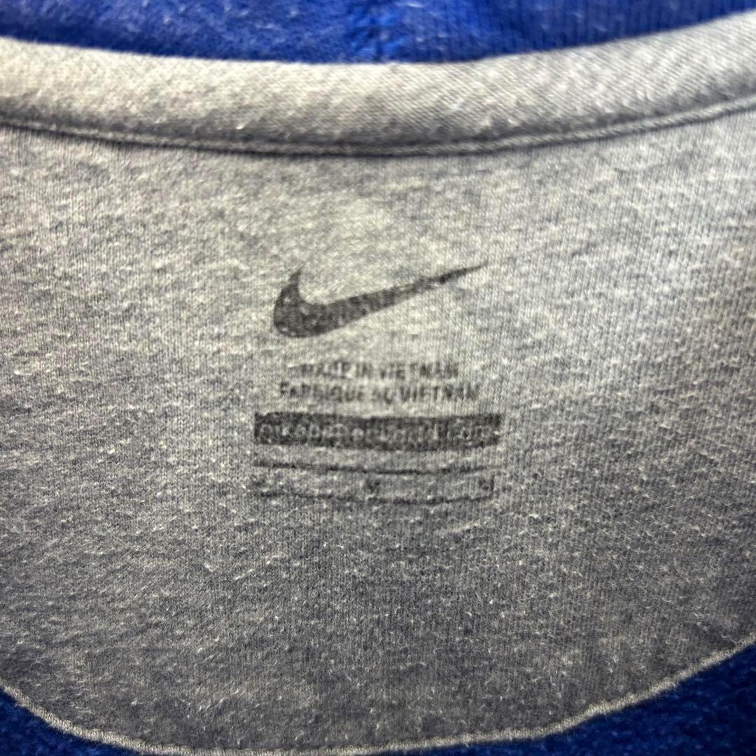 ナイキ センター刺繍ロゴ カレッジロゴ スウェットパーカー ブルー M 4622