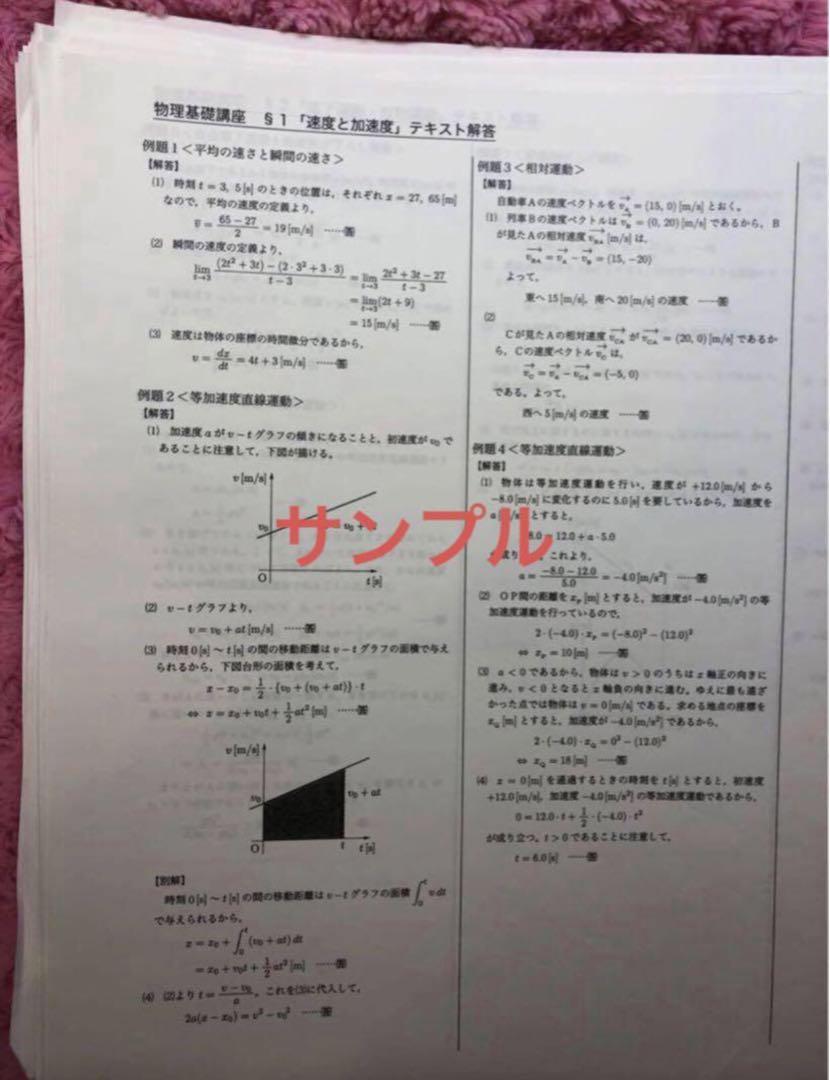 鉄緑会 高2物理 物理基礎講座 テキスト解答（例題解答） 2022年度
