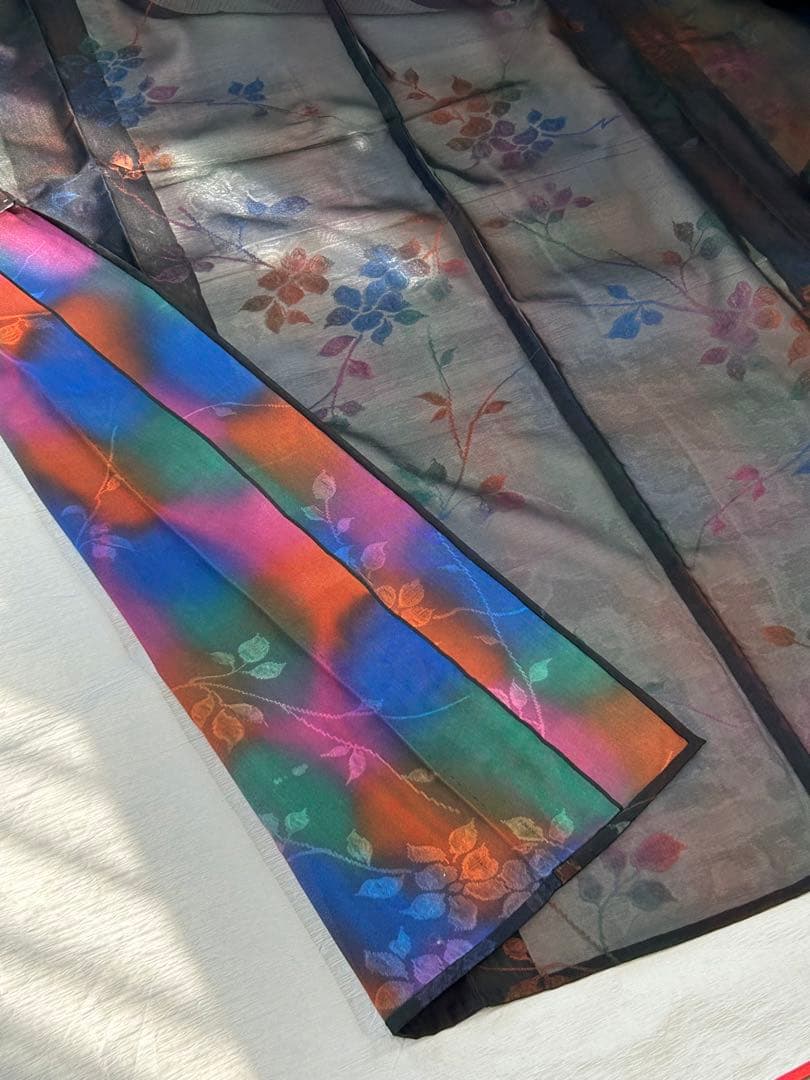 セール! 夏用 正絹 小紋 紗 枝花文 紫陽花 ✨ほぼ未使用