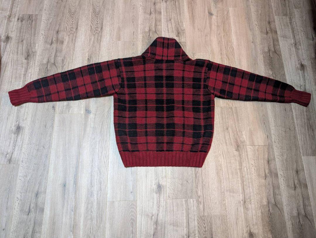 90ｓ【POLORALPHLAUREN】チェック ウールショールカラー セーター