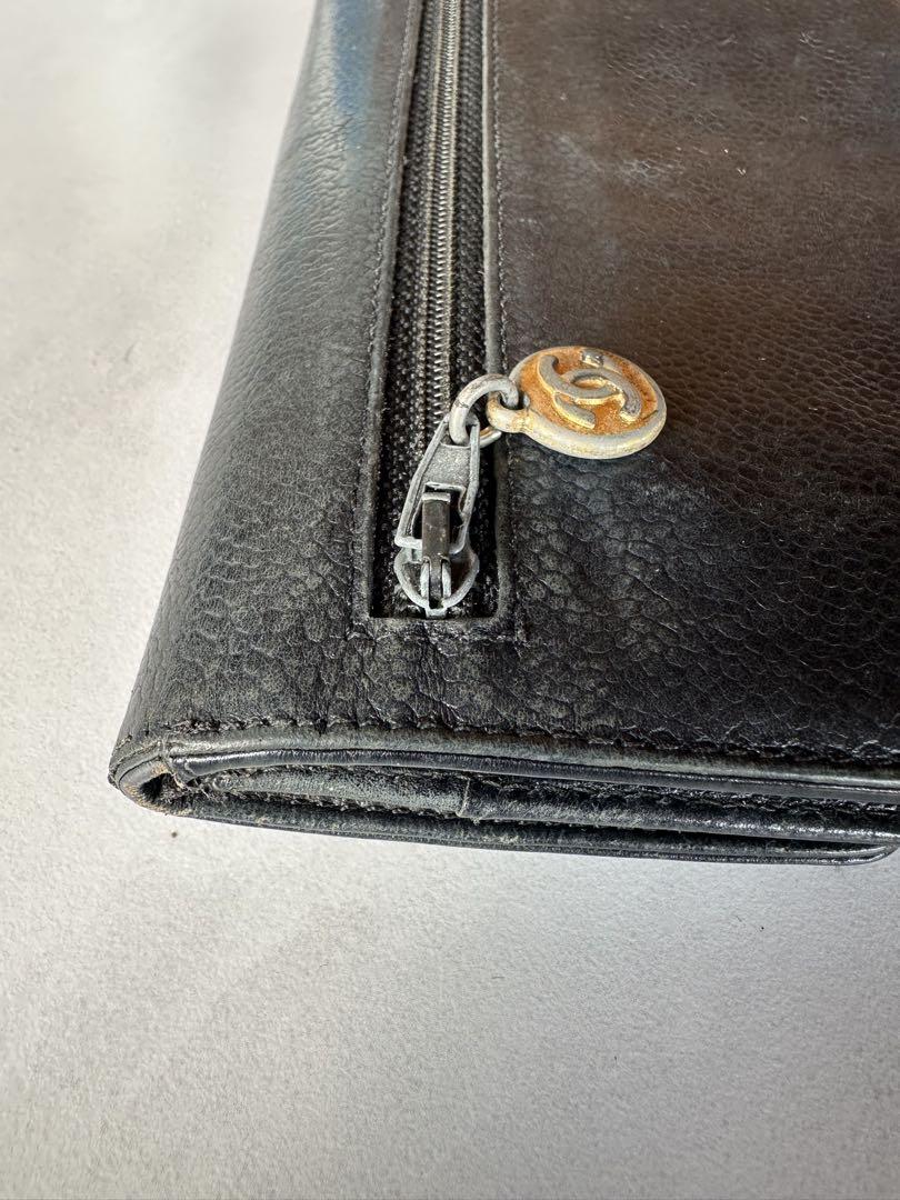CHANEL 黒 レザー 長財布