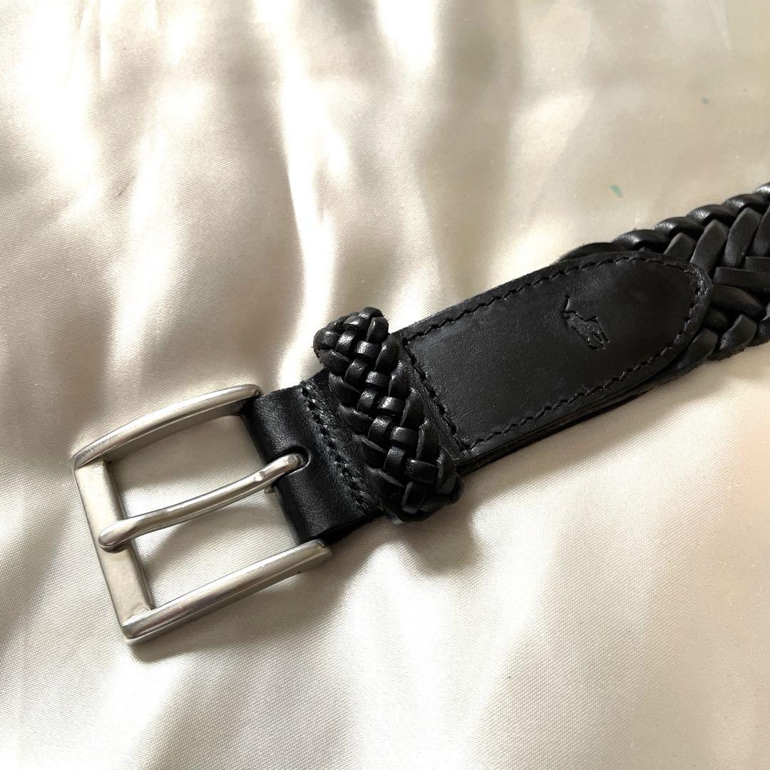 【未使用品】 レザーベルト ポロラルフローレン 編み込み ブラス 真鍮 小物