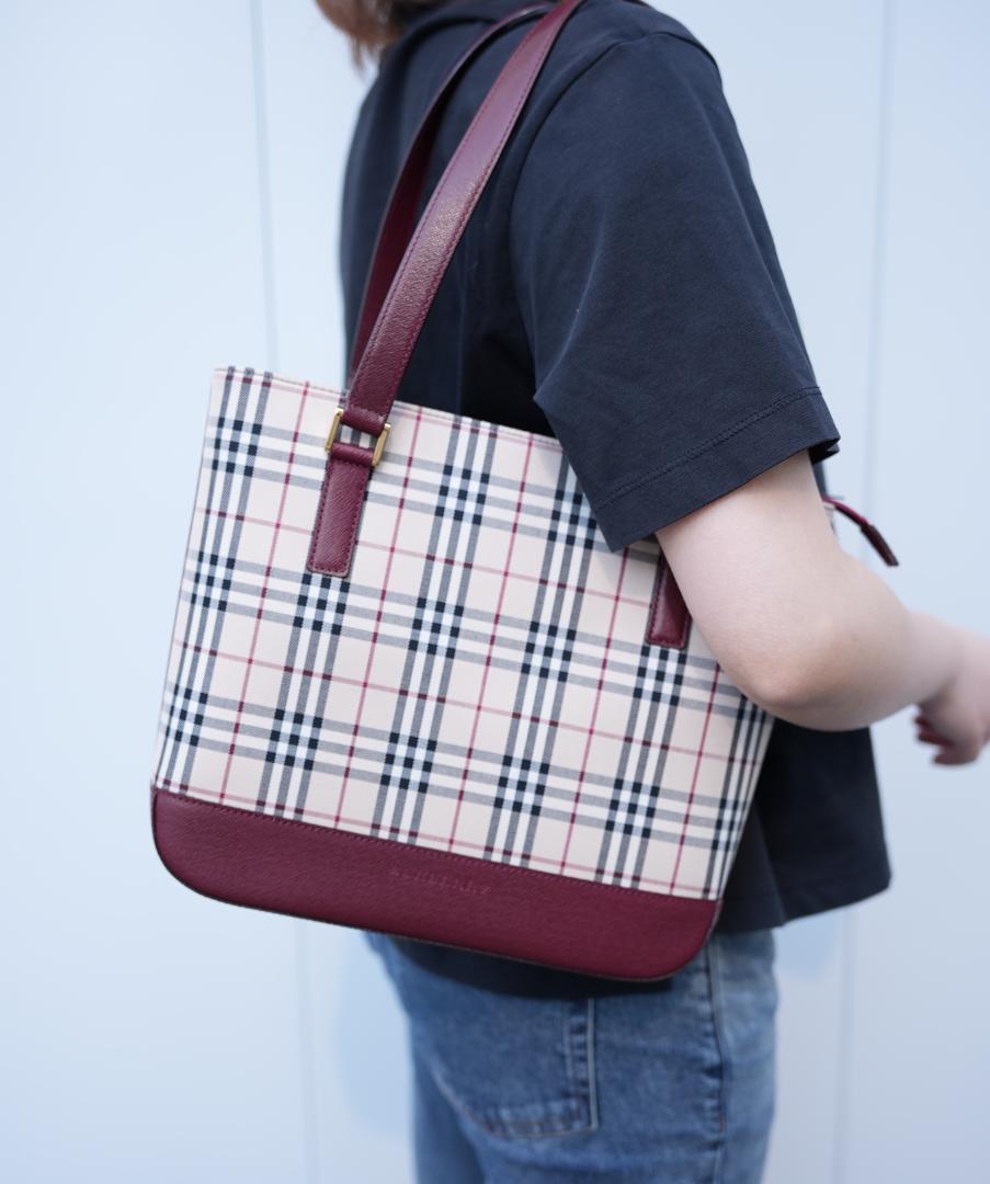 極美品Burberryバーバリー チェック トートバッグ ショルダー