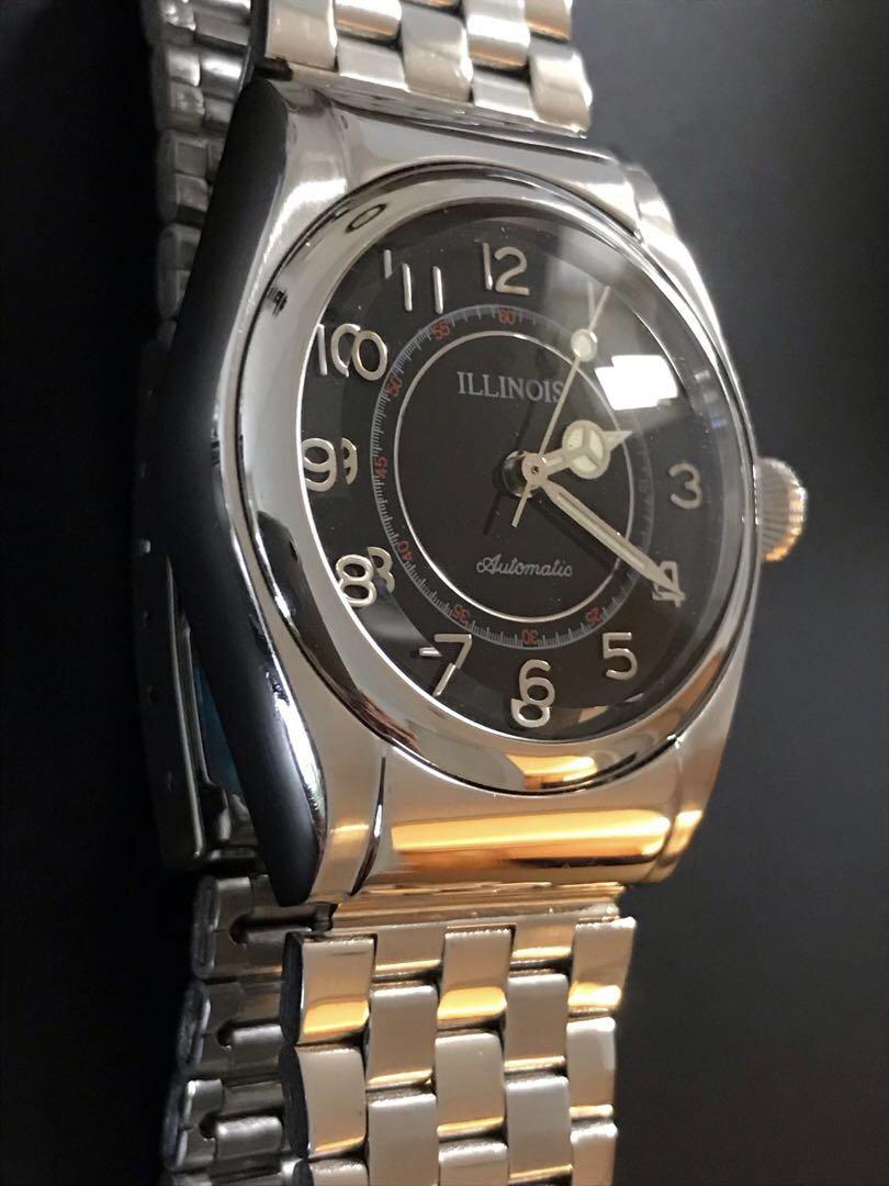 ★ OH済 ILLINOIS イリノイ バブルバック 32ｍｍ 自動巻 ★ イリノイ 自動巻き バブルバックタイプ 黒文字盤 - メルカリ