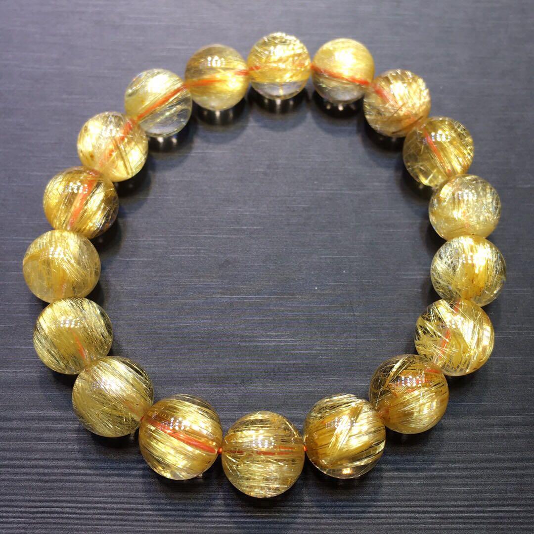 最高級のスーパー 【天然】タイチンルチルクオーツ ブレスレット 11.5