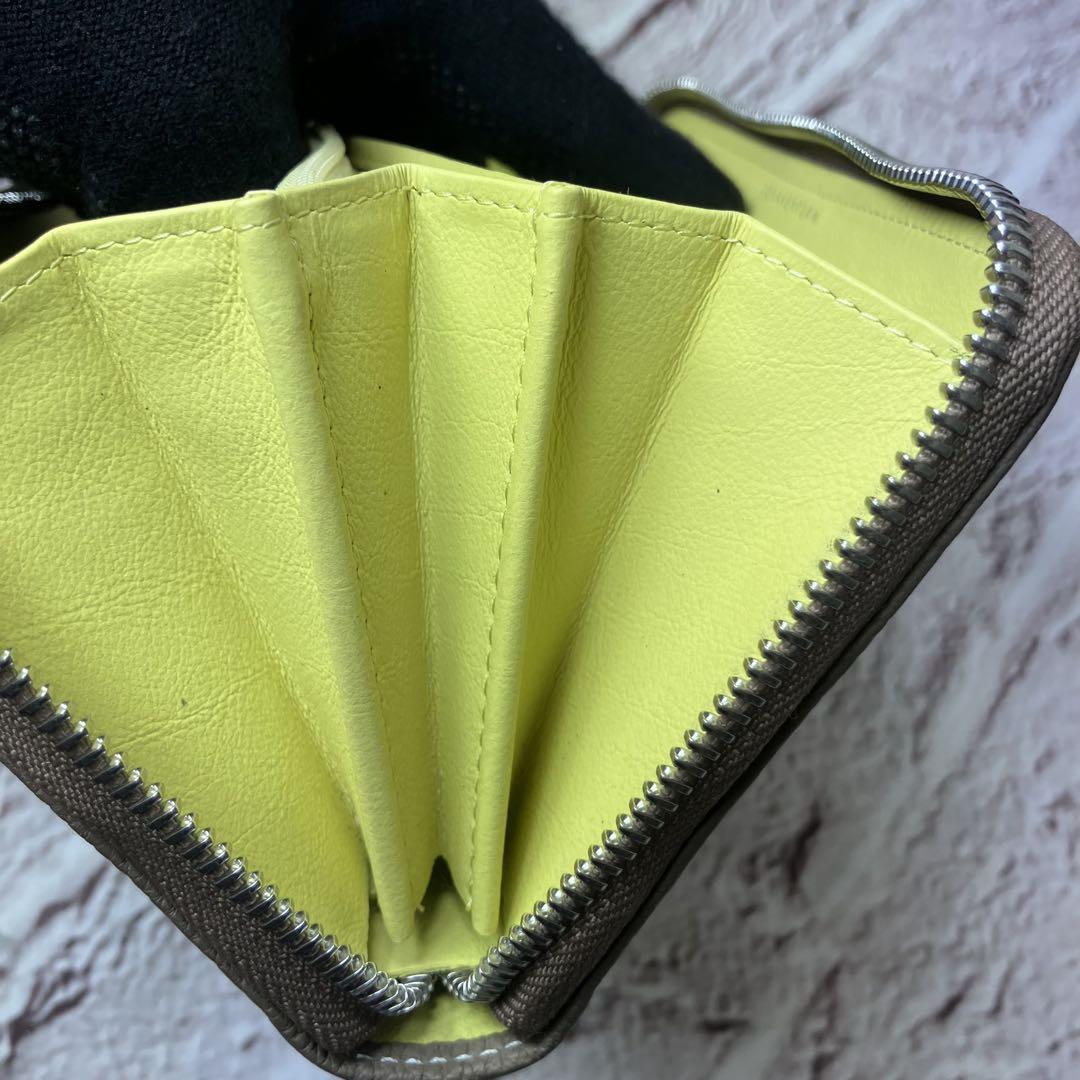 美品✨完売品✨ボナベンチュラ ラウンドファスナー 長財布 グレージュ シボ革