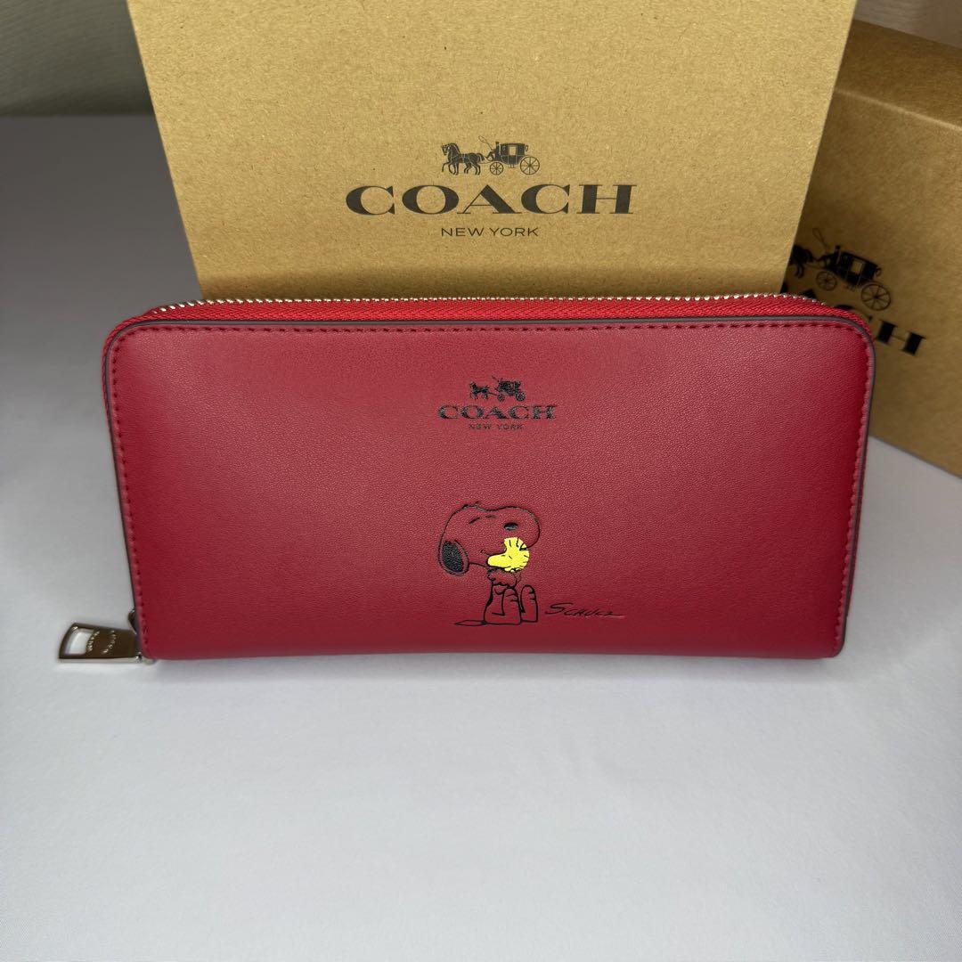 【新品•未使用】 COACH スヌーピーコラボ 長財布 レッド