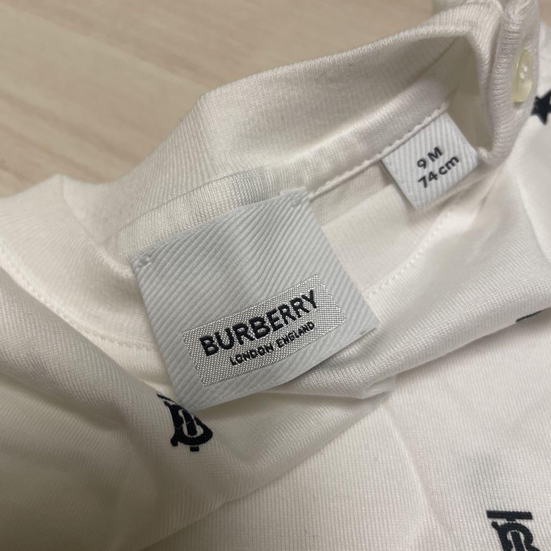 未使用】Burberry バーバリー 長袖 総柄 ロンパース 9M(74cm