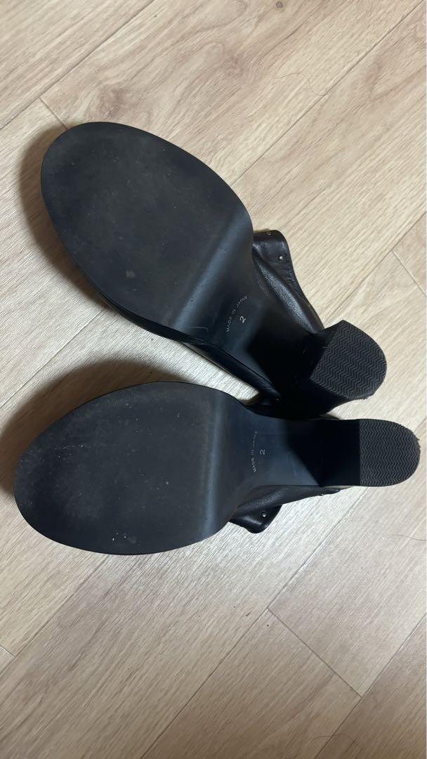 bajra 黒 レザー オープントゥ サンダル 高ヒール