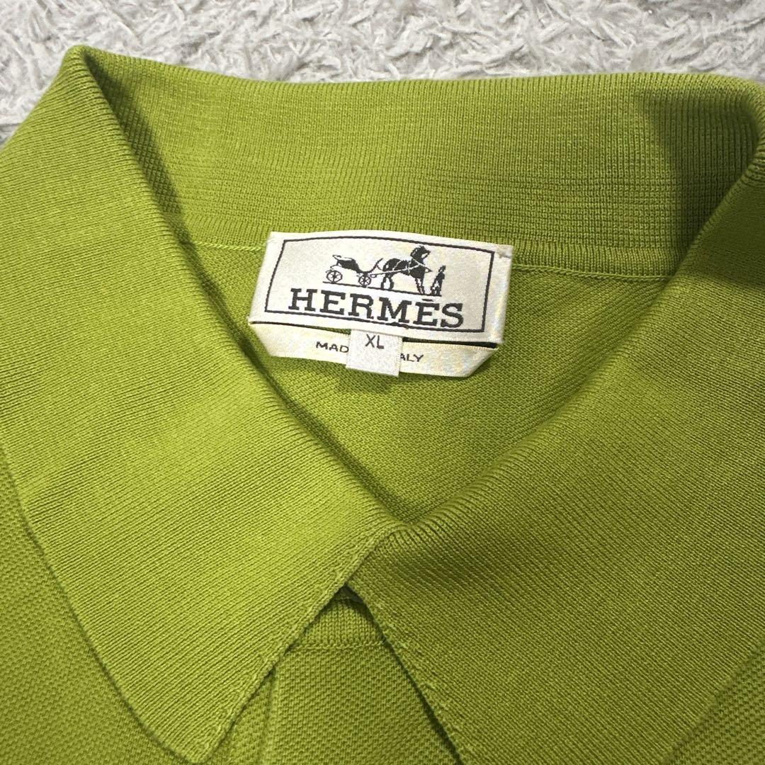 HERMES グリーン ポロシャツ XL