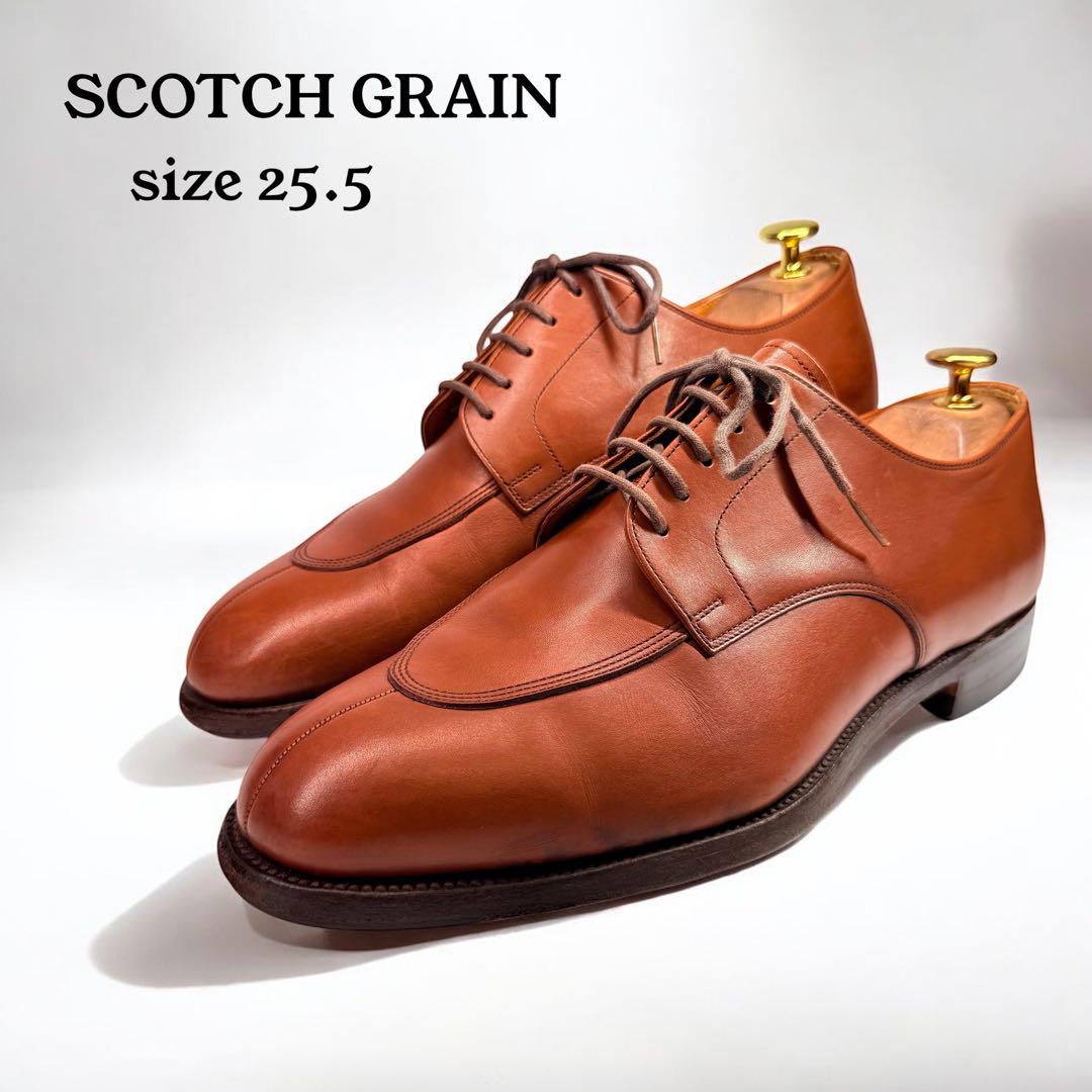 ✨美品✨SCOTCH GRAINスコッチグレインUチップ 革靴ブラウン26.5㎝ 美品】SCOTCH GRAIN スコッチグレイン Uチップ(25.5)革靴 茶