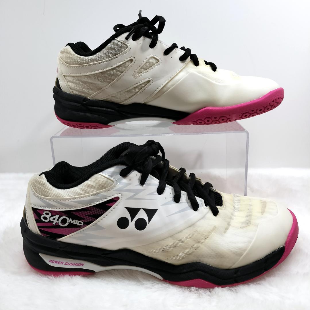 美品✨️YONEX SHB840MID【25cm・バドミントン・白×ピンク】