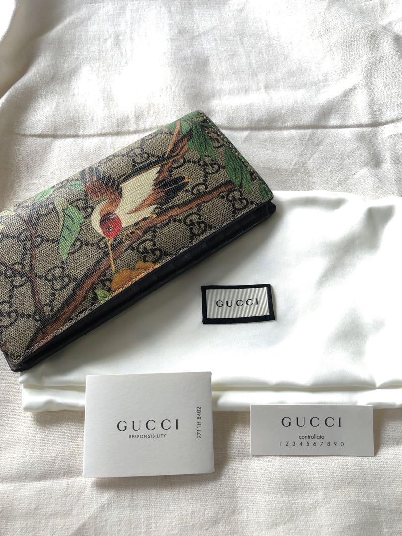 ブ*e様 GUCCI GGスプリーム ティアン 2つ折り 長財布 バード 鳥