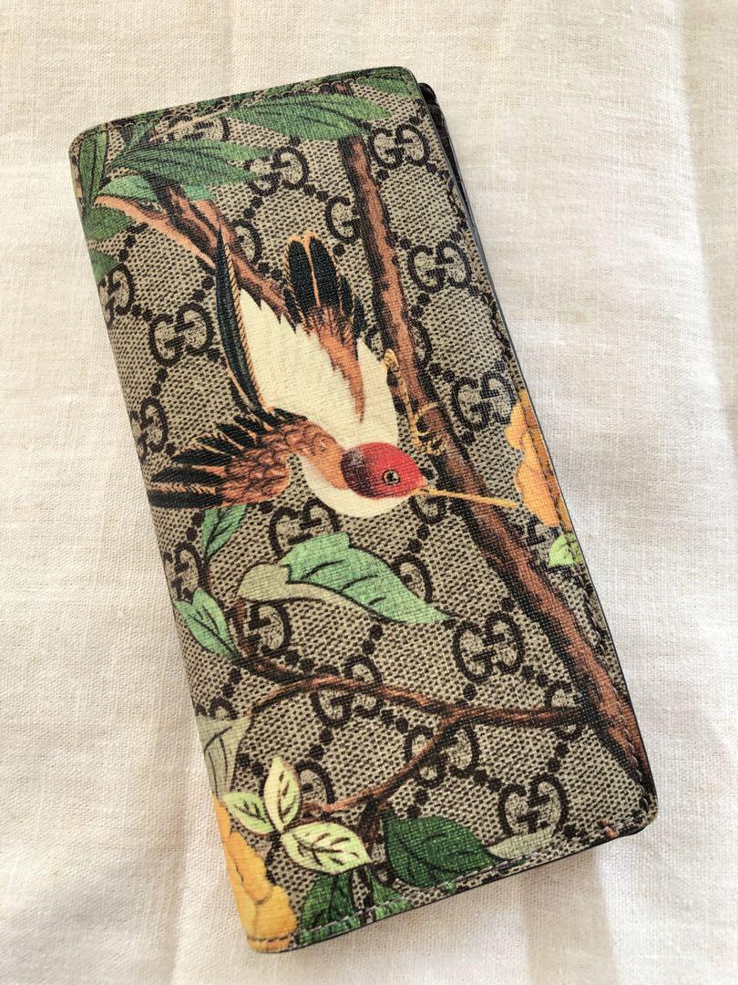 ブ*e様 GUCCI GGスプリーム ティアン 2つ折り 長財布 バード 鳥
