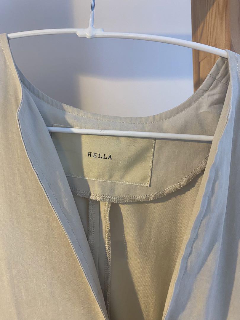 Hella ベージュ Vネック 長袖 ロングワンピース