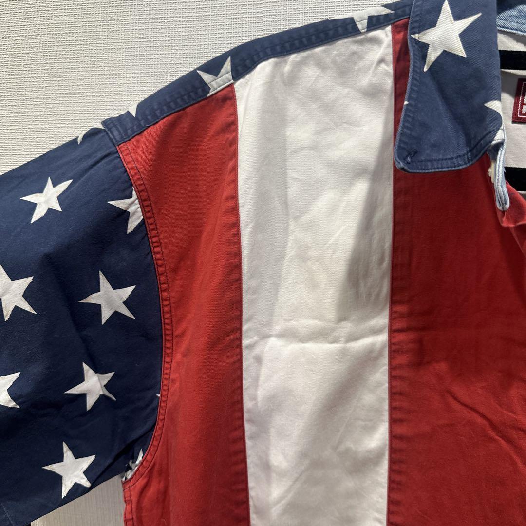 Chaps Ralph Lauren アメリカ国旗デザイン 半袖シャツ L