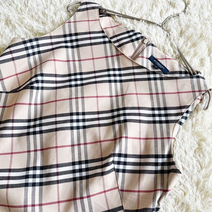 40 バーバリー ロンドン 膝丈 ワンピース ノバチェック L ベルト A