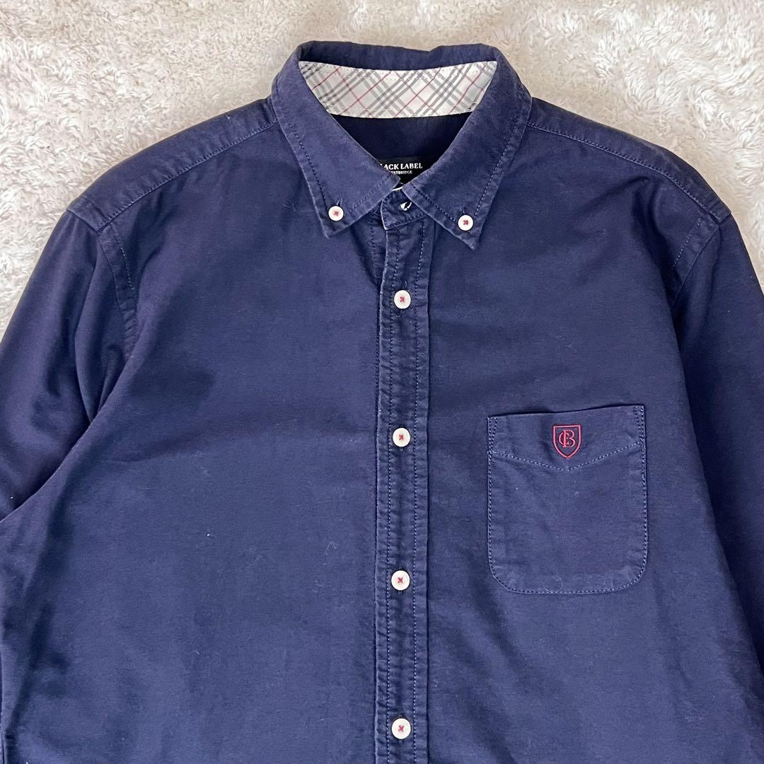 ブラックレーベルクレストブリッジ 長袖シャツ ネイビー 刺繍ロゴ ノバチェック3