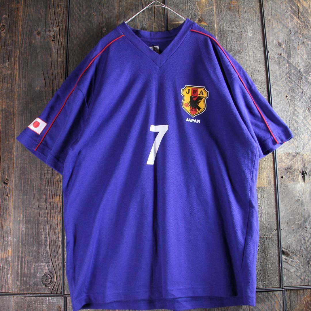 古着 ヴィンテージ サッカー日本代表 中田英寿 ユニフォーム Tシャツ M 青
