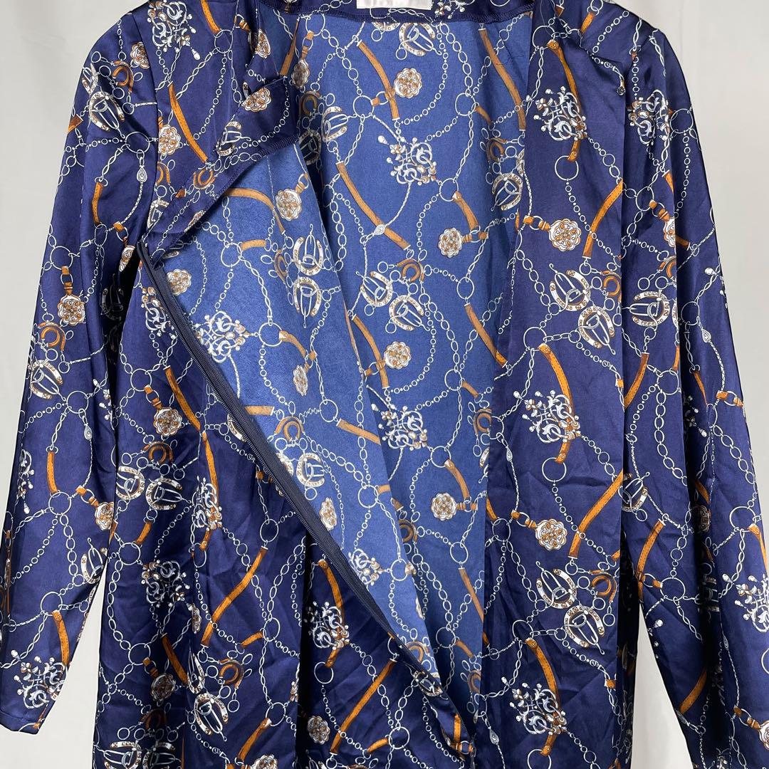美品 Leilian レリアン ネイビー チュニック  11号　L  スカーフ柄