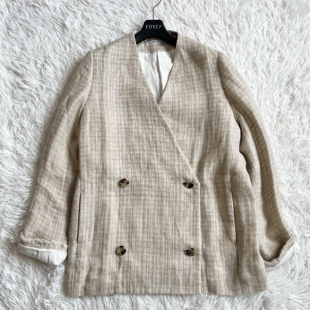【美品】　リアムプラージュ　アサツイードジャケット　近年モデル　36 リネン