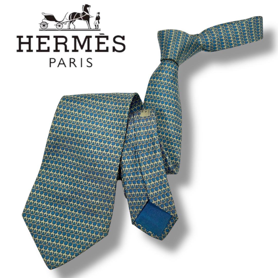 HERMES ブルー パターンネクタイ HERMES 青系パターンネクタイ - メルカリ