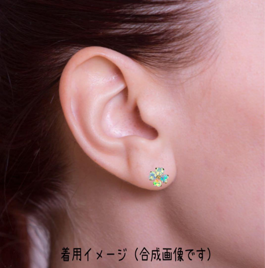 宝石質ハートシェイプファセットカットプレシャスオパール K18スタッドピアス 宝石質ハートシェイプファセットカットプレシャスオパール K18