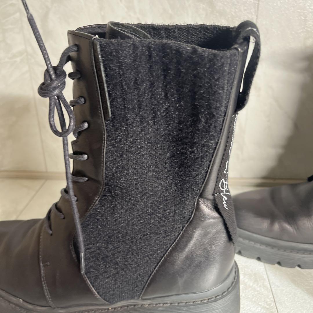 LANVIN onBLUE 黒 レザー レースアップ ブーツ