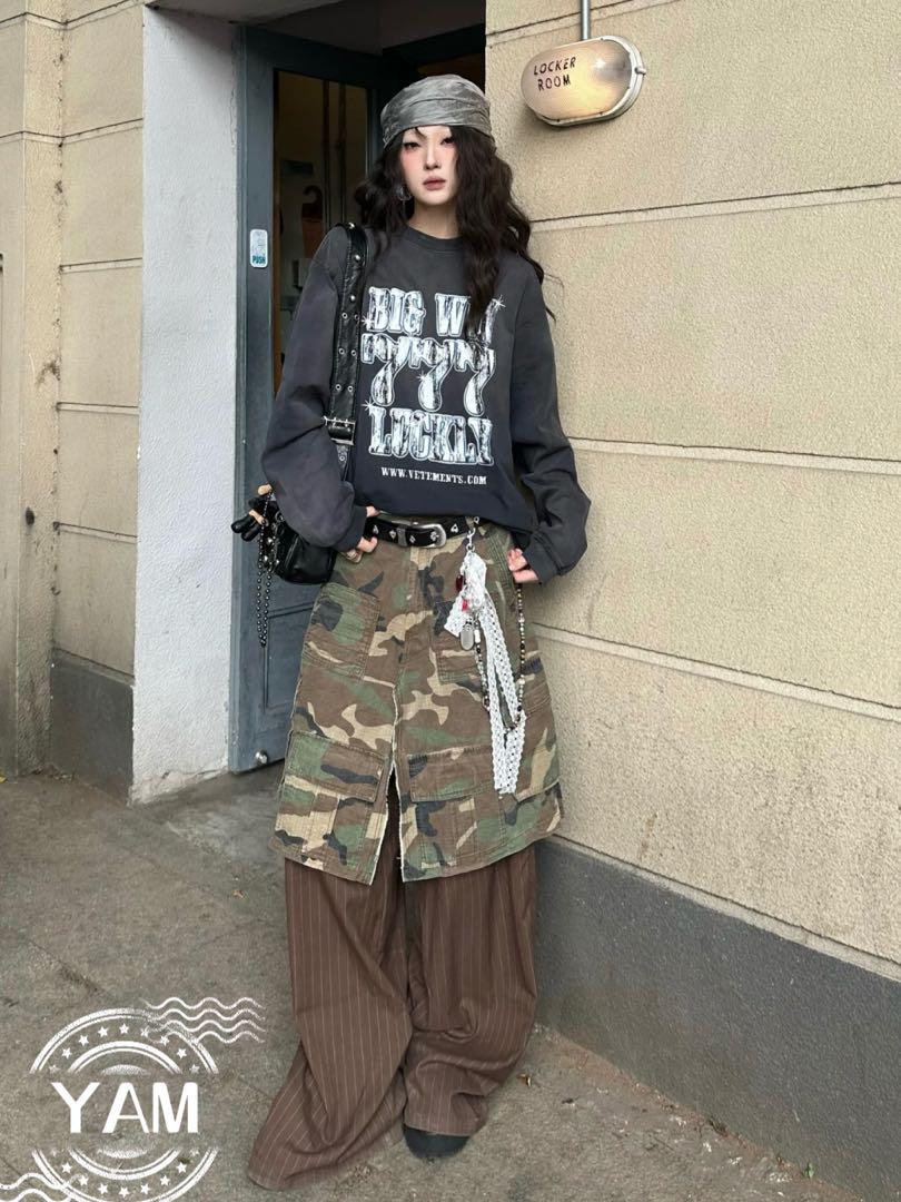 PEOPLESTYLE 迷彩カーゴパンツ キュロットパンツbaggy