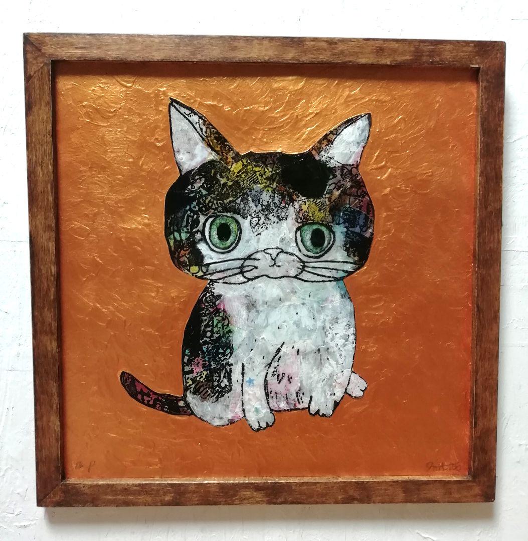 額付き銅版画応用絵画5 title センチメンタル猫 - rehda.com 額付き銅版画応用絵画5 title センチメンタル猫 - rehda.com