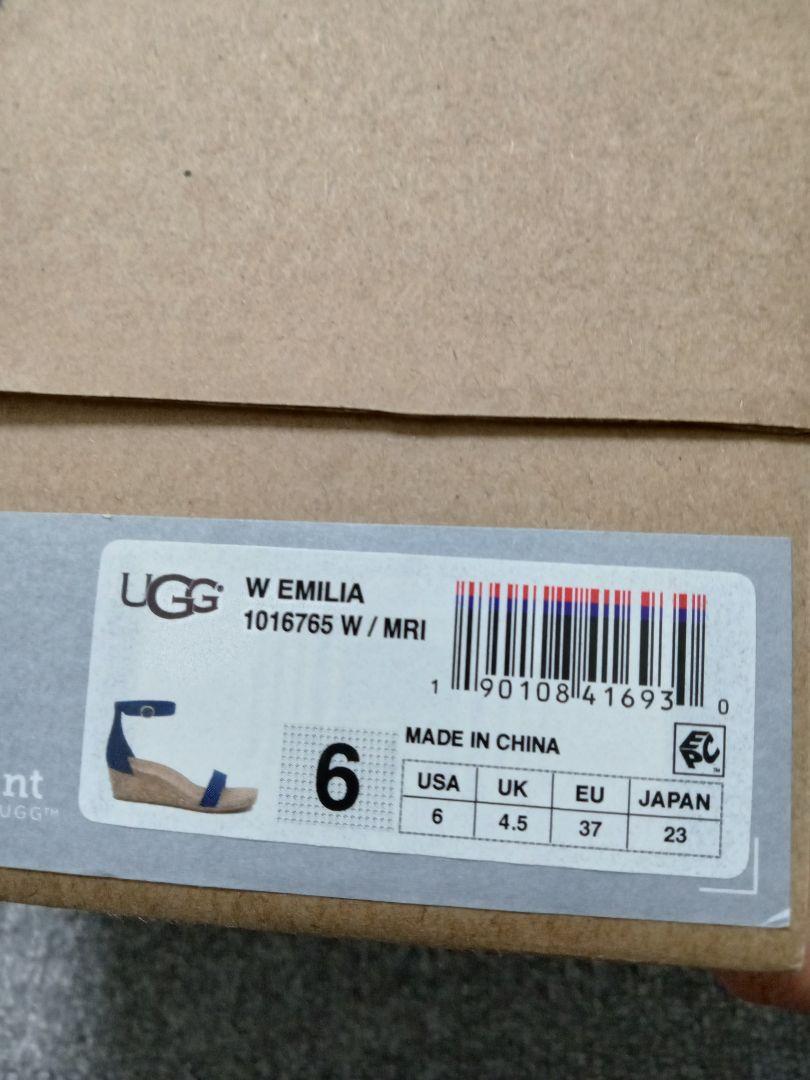UGG ウェッジ サンダル 厚底 23 アグ ブルー アンクルストラップ 6