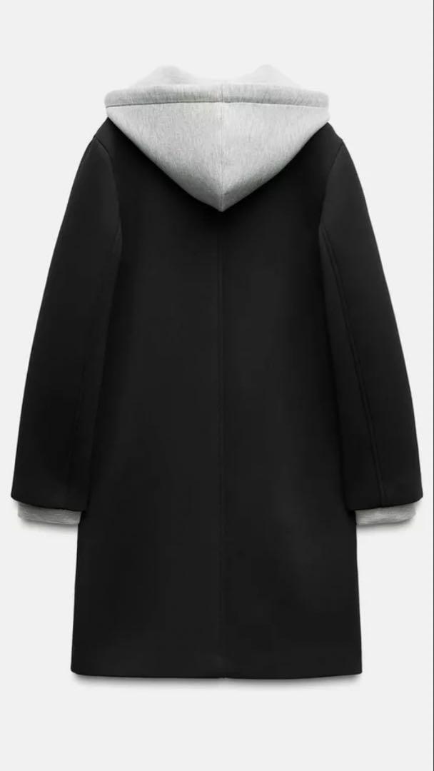 ZARA デタッチャブルフード　コントラストコート