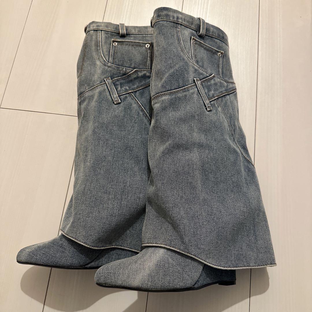 デニムカバーロングブーツ Sサイズ 新品 試着のみ 可愛い 靴 ブーツ くつ デニムカバーロングブーツ Sサイズ 新品 試着のみ 可愛い 靴 ブーツ くつ