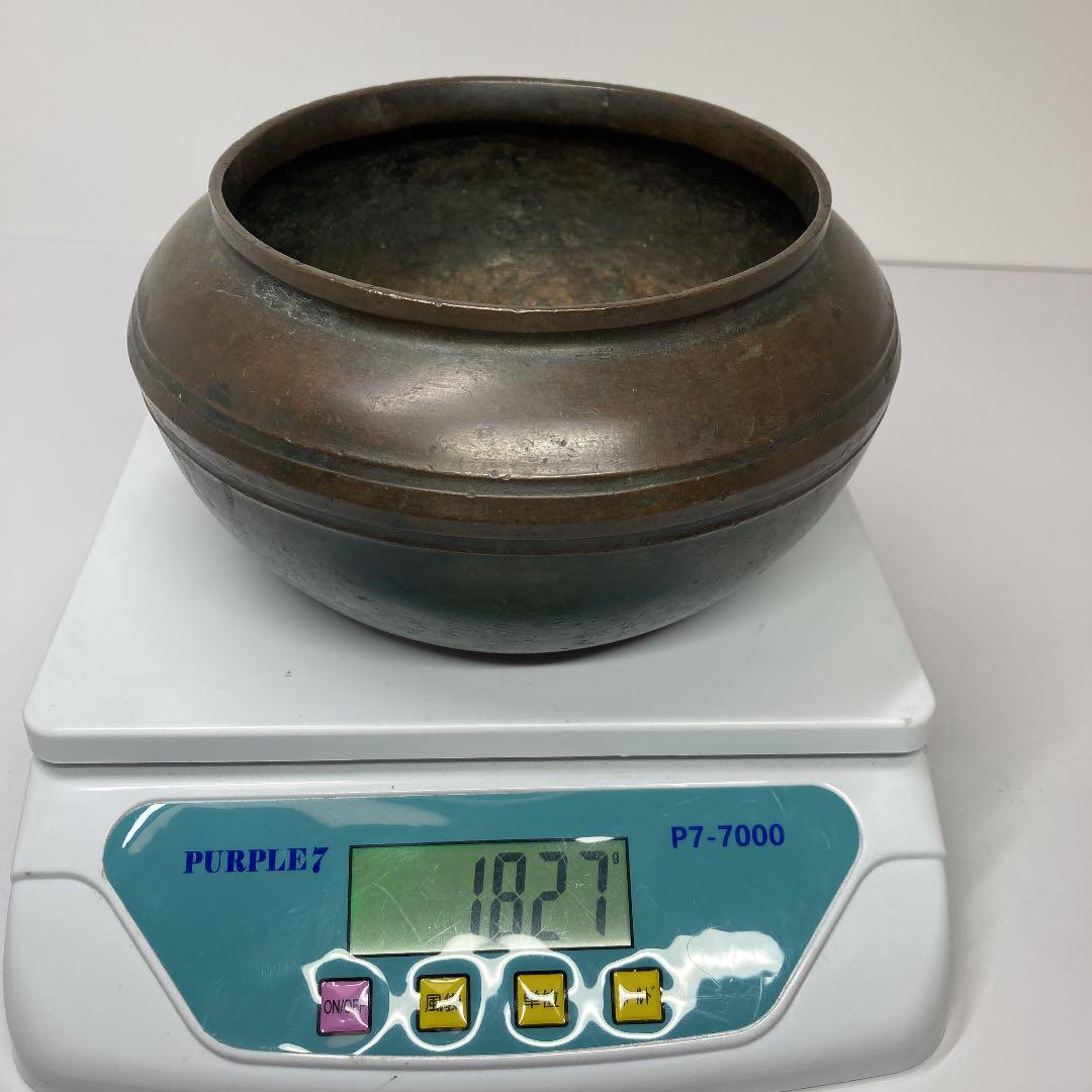 掘一美作 銅建水 底に銘 タトチ 1827g さ4-0620④