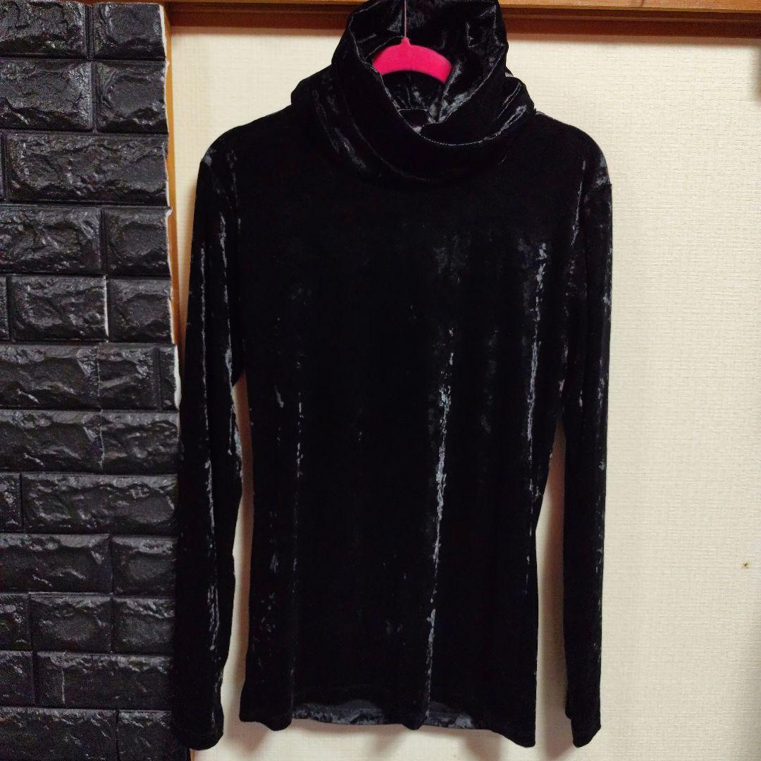 美品　シヴァーライズ黒 ベロア ハイネック トップス ジッパー付き