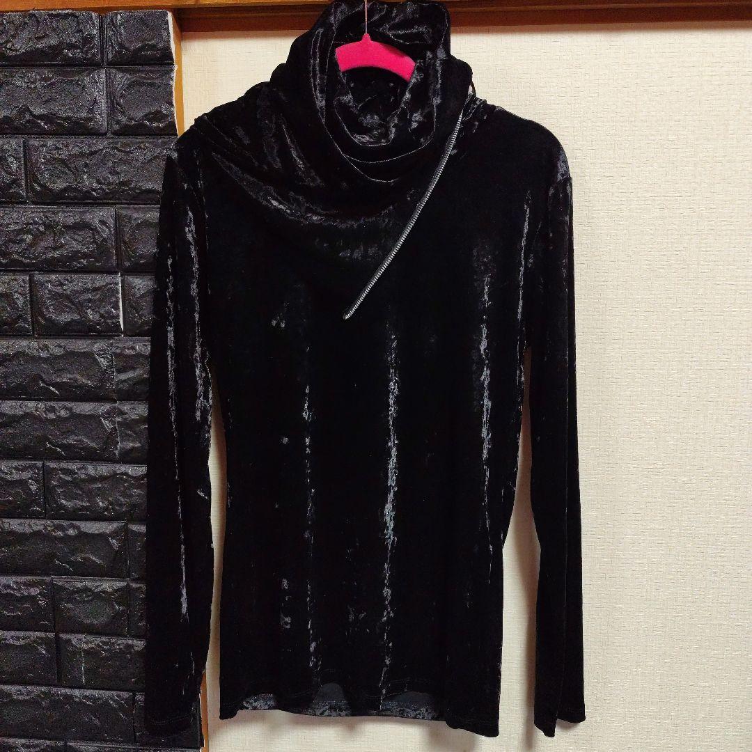 美品　シヴァーライズ黒 ベロア ハイネック トップス ジッパー付き