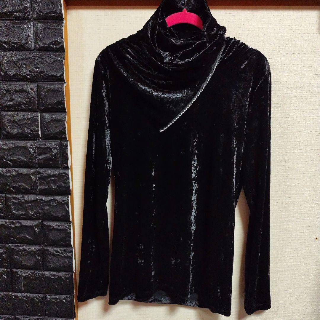 美品　シヴァーライズ黒 ベロア ハイネック トップス ジッパー付き
