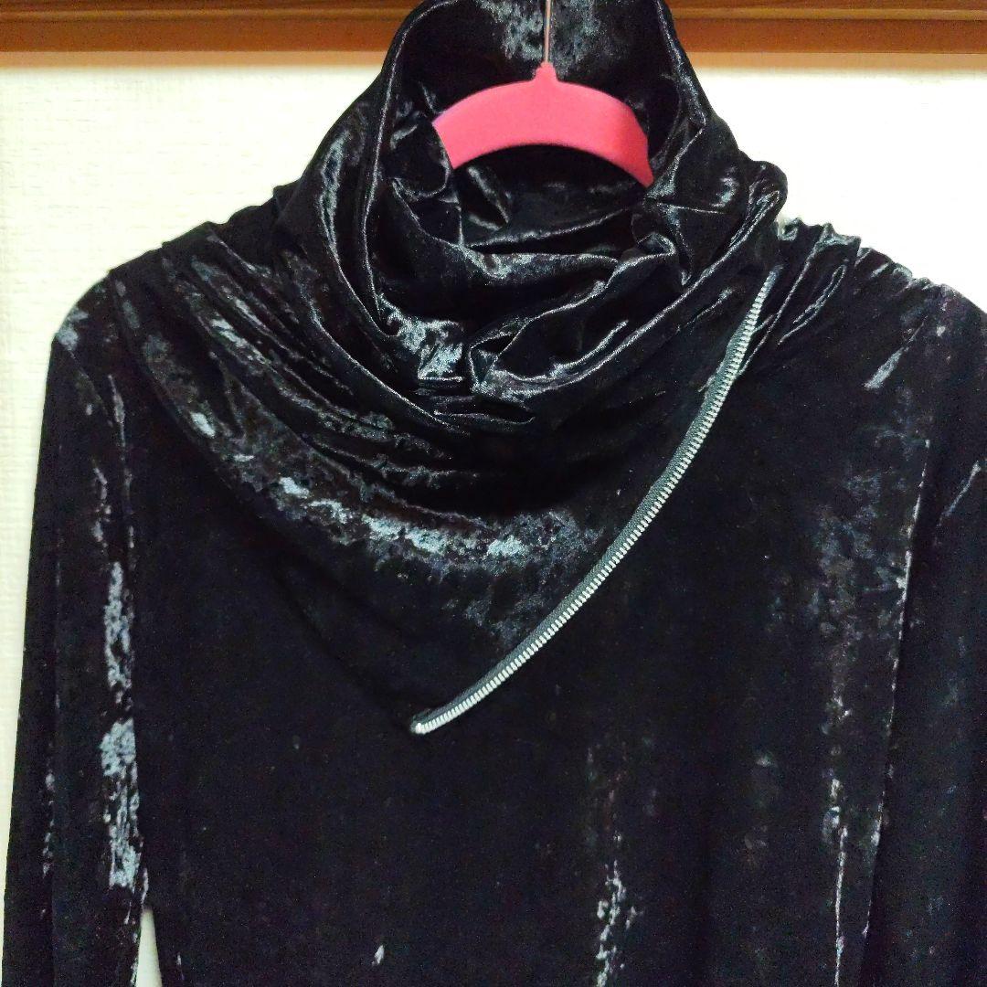 美品　シヴァーライズ黒 ベロア ハイネック トップス ジッパー付き
