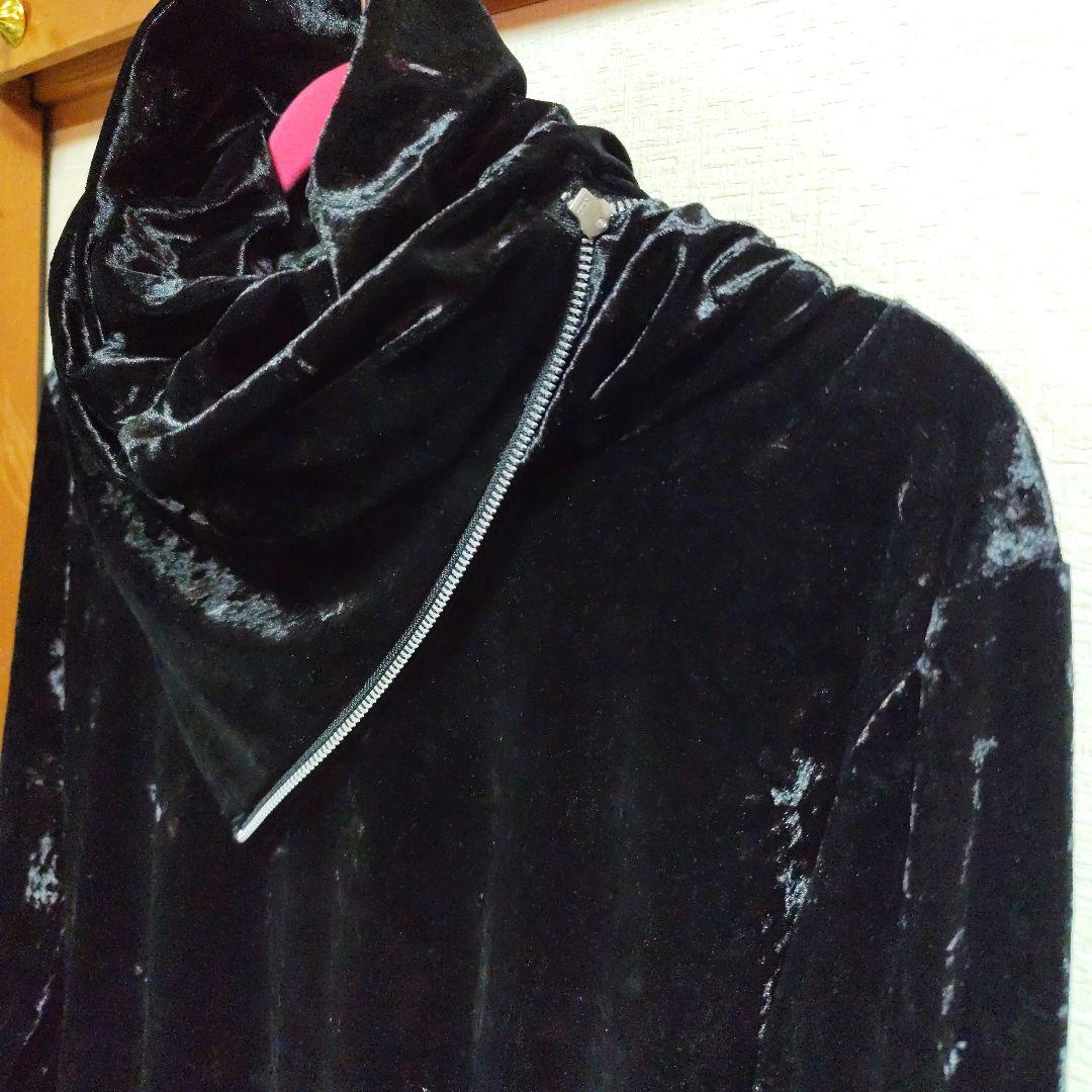 美品　シヴァーライズ黒 ベロア ハイネック トップス ジッパー付き