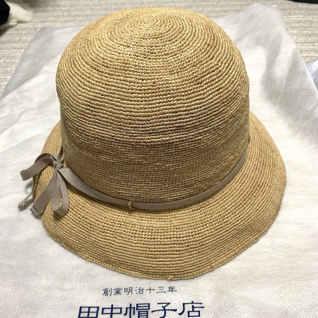 ◼️美品★田中帽子店「Gina（ジーナ）」ナチュラル×ピンク色
