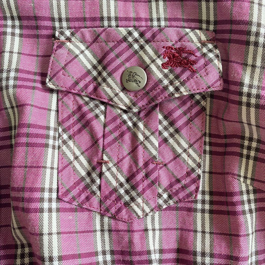 美品✨バーバリーブルーレーベル シャツ ブラウス ノバチェック ホース刺繍 M 美品 バーバリーブルーレーベル ノバチェック ホースロゴ 刺繍