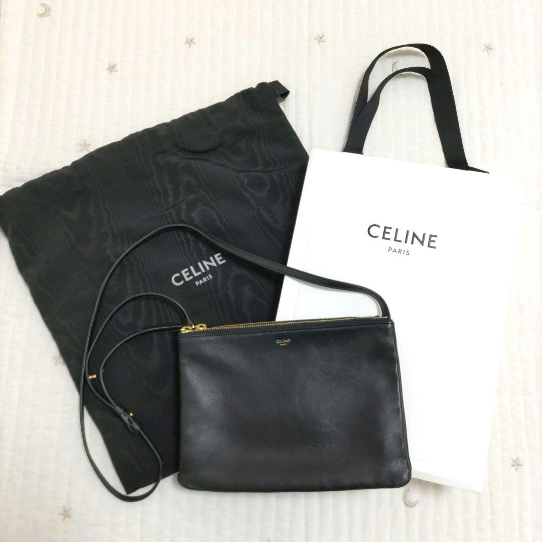 保存袋に入れて梱包致します【現行新ロゴ】CELINE　セリーヌ　トリオショルダーバック　ブラック　保存袋