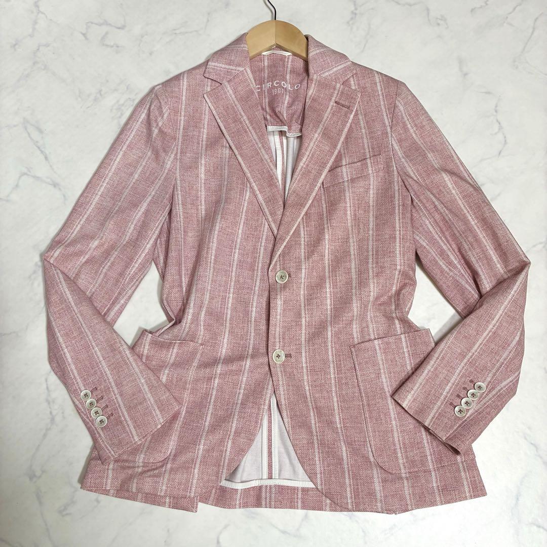 極美品✨チルコロ ストレッチ ジャージ ジャケット ピンク 太ストライプ 46