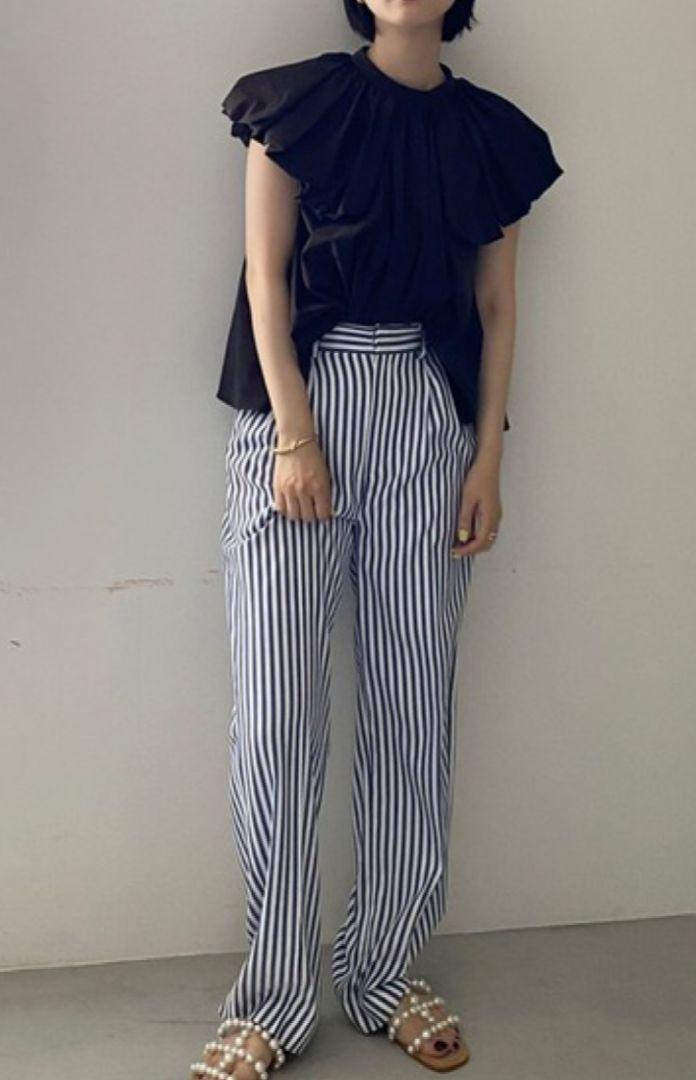 アメリ ヴィンテージ STRIPE SLIM STRAIGHT PANTS