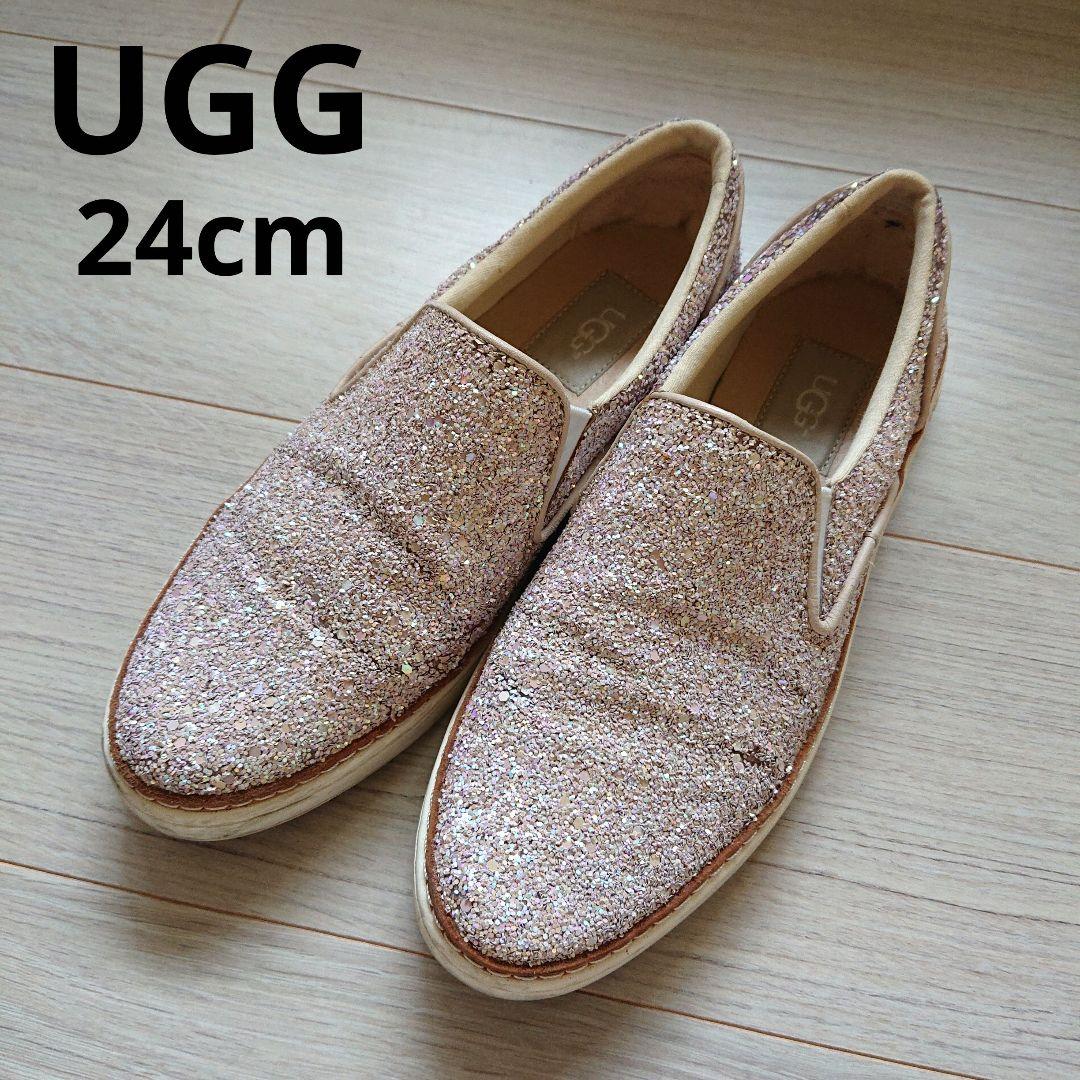 UGG ADLEY グリッタースリッポン　ピンク　24cm ラメ　スニーカー