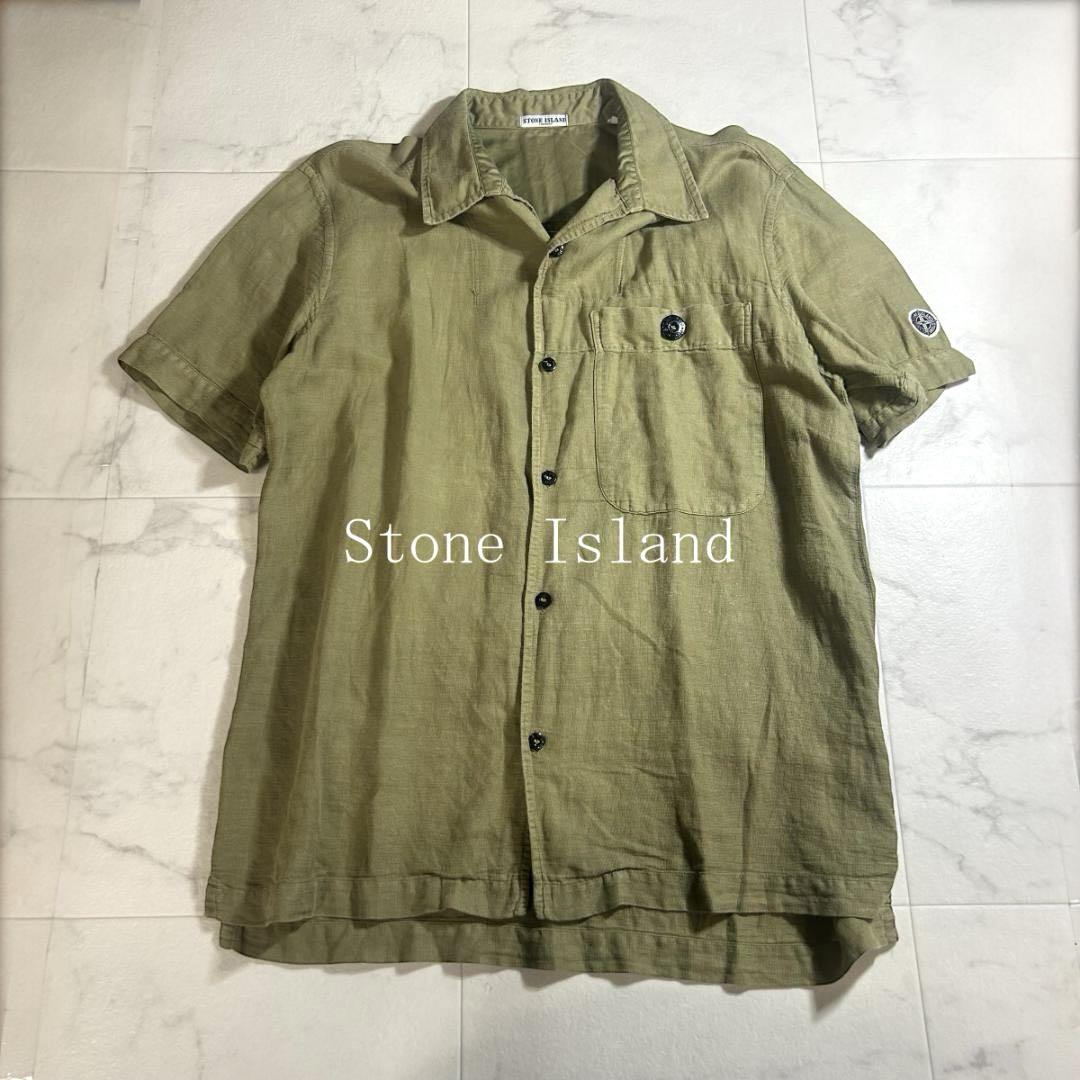 Stone Island ストーンアイランド 半袖シャツ M カーキ ミリタリー