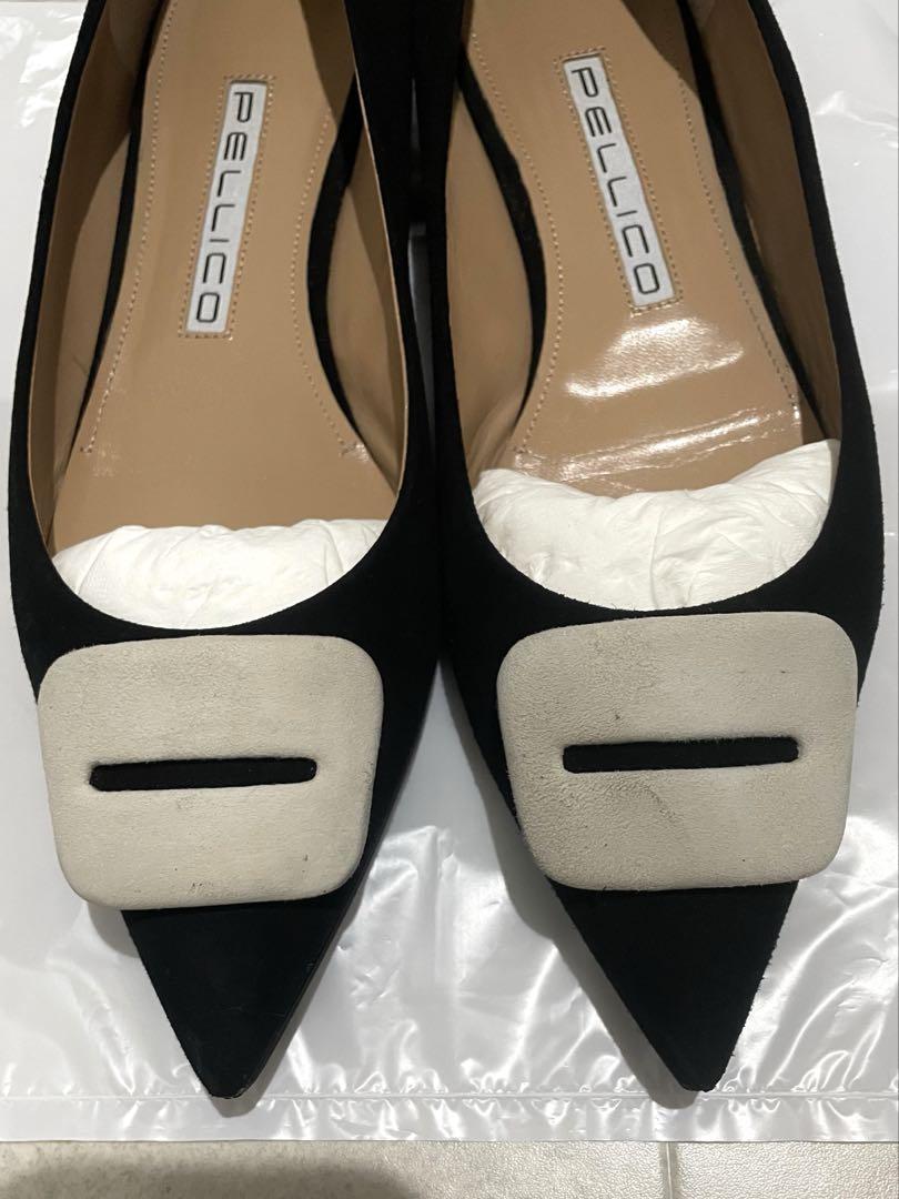 美品　PELLICO ポインテッドトゥパンプス ブラック/ホワイト 収納袋付き